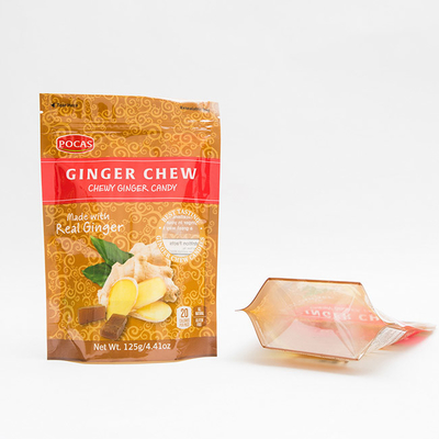 125g PE80 PET12 Candy Pouch Bag Imbir Chew z okienkiem i dolnym klinem