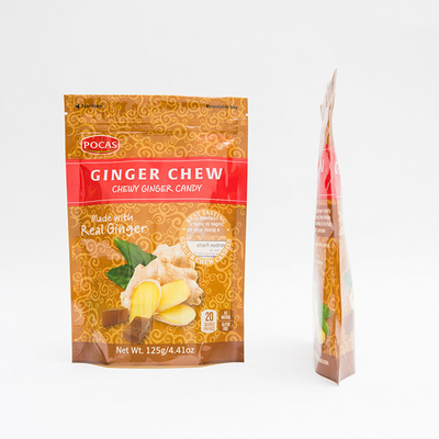 125g PE80 PET12 Candy Pouch Bag Imbir Chew z okienkiem i dolnym klinem