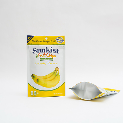 1,4 uncji suchych chipsów bananowych Opakowania do żywności Nadające się do recyklingu woreczki stojące z zamkiem błyskawicznym
