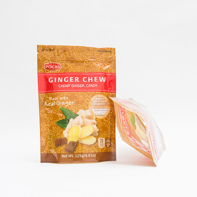 125g PE80 PET12 Candy Pouch Bag Imbir Chew z okienkiem i dolnym klinem