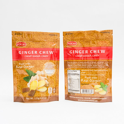 125g PE80 PET12 Candy Pouch Bag Imbir Chew z okienkiem i dolnym klinem