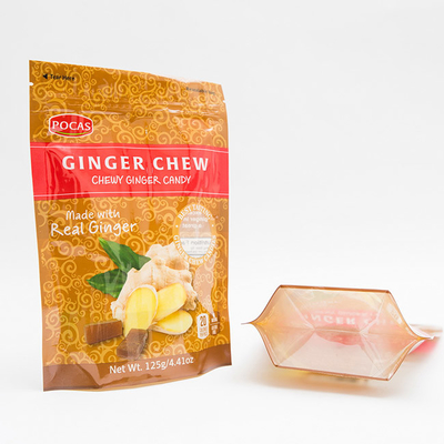 125g PE80 PET12 Candy Pouch Bag Imbir Chew z okienkiem i dolnym klinem