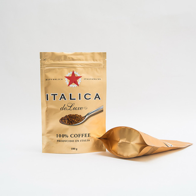 100g Torba do pakowania kawy AL7 Folia aluminiowa Stand Up Niestandardowe torby na kawę ziarnistą